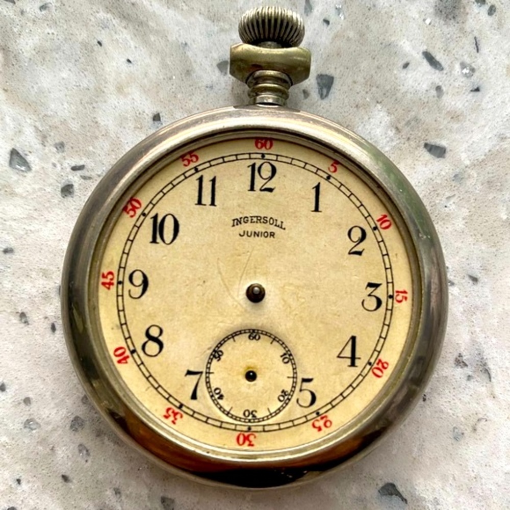 Antique Ingersoll Junior Pocket Watch For Parts Gem